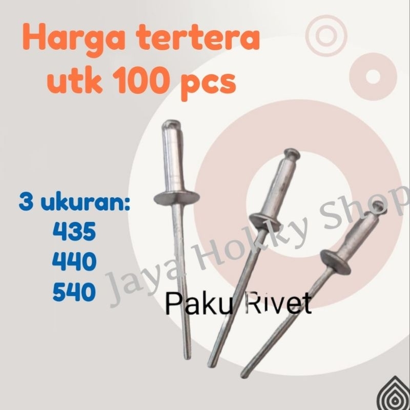 Jual Paku Rivet 100pcs /paku Rivet hollow b/ aluminium/ seng 435 440 ...