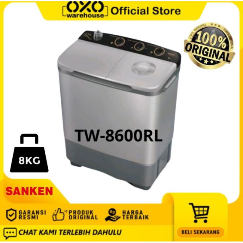 Jual SANKEN Mesin Cuci 2 Tabung 8kg TW-8600RL Hitam Garansi Resmi Twin ...