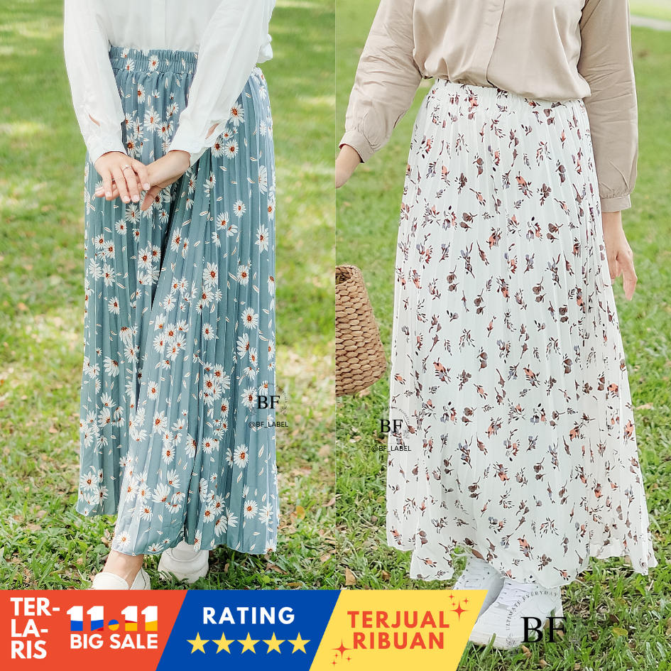 Jual BF Label Yuri Skirt Pleated Skirt Motif rok plisket motif