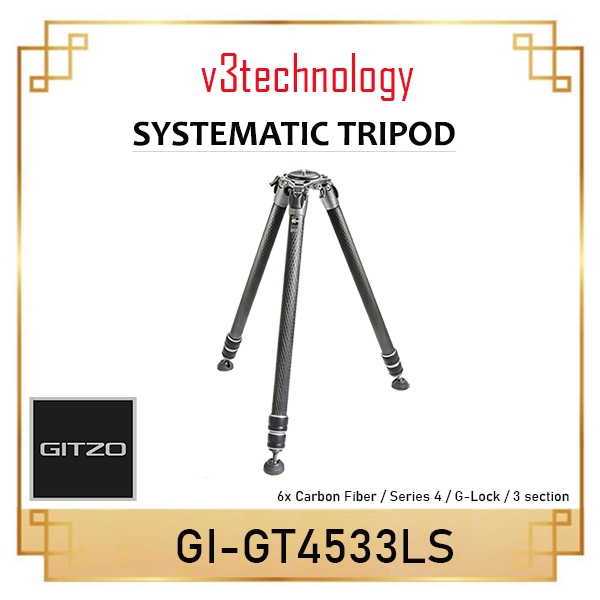 Trépied Gitzo GT4533LS Systematic Series 4 - Fibre De Carbone - Hauteur Max 156cm - 25kg