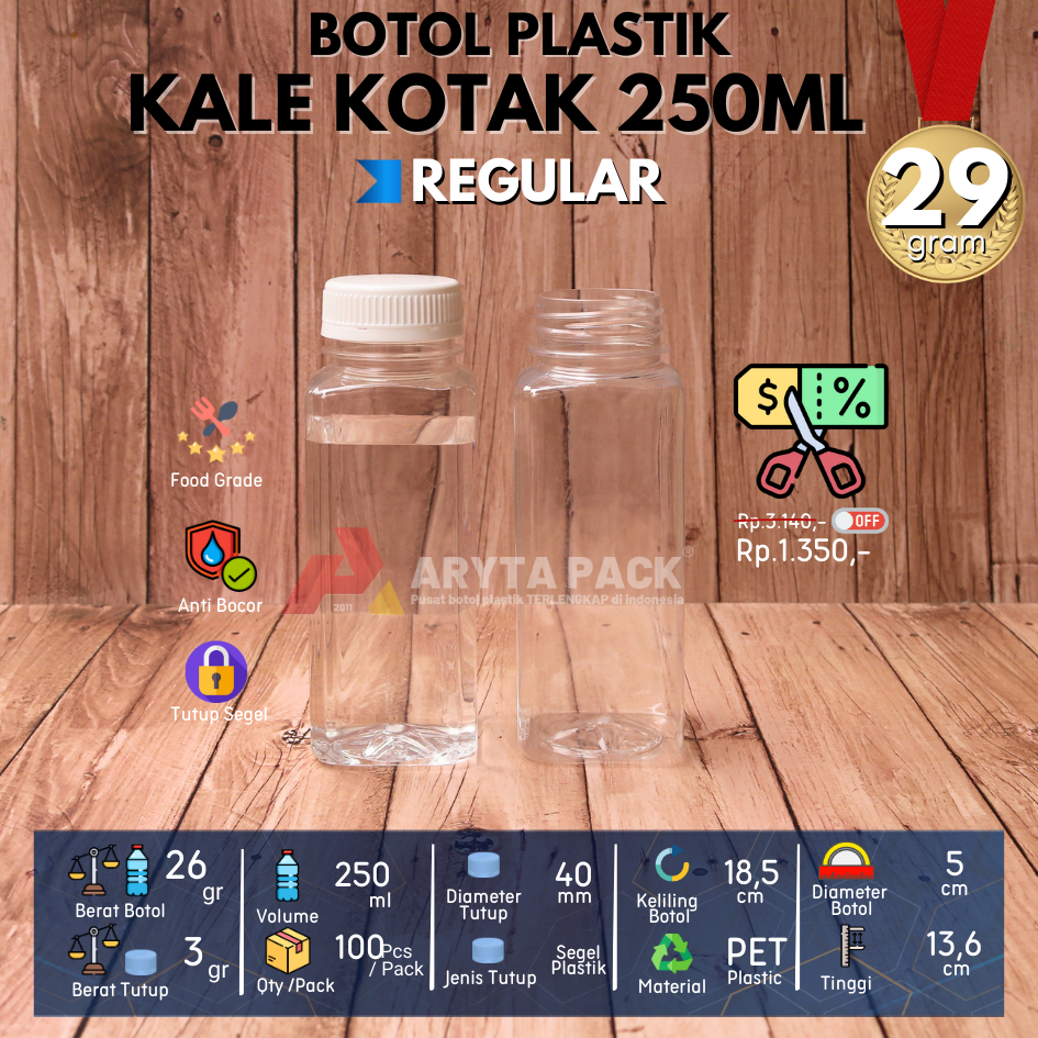 Jual Botol plastik PET 250ml kale kotak minuman mineral jus susu kopi ...