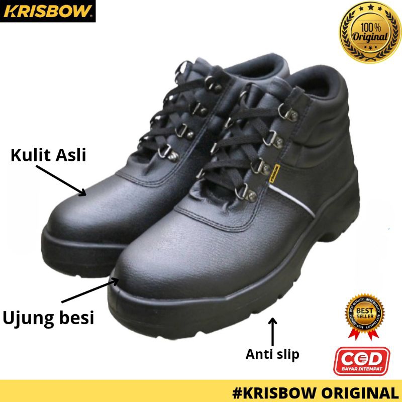 Jual Safety Shoes Krisbow Argus 6 Inch dijamin ORI Kulit Asli Shopee