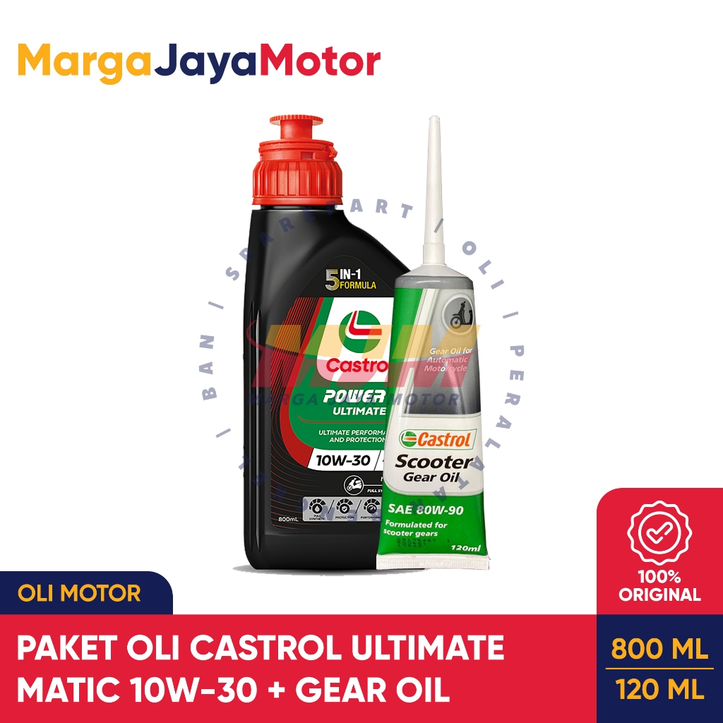 Jual Paket Oli Castrol Power1 Ultimate Matic 0.8L + Castrol Gear Oil