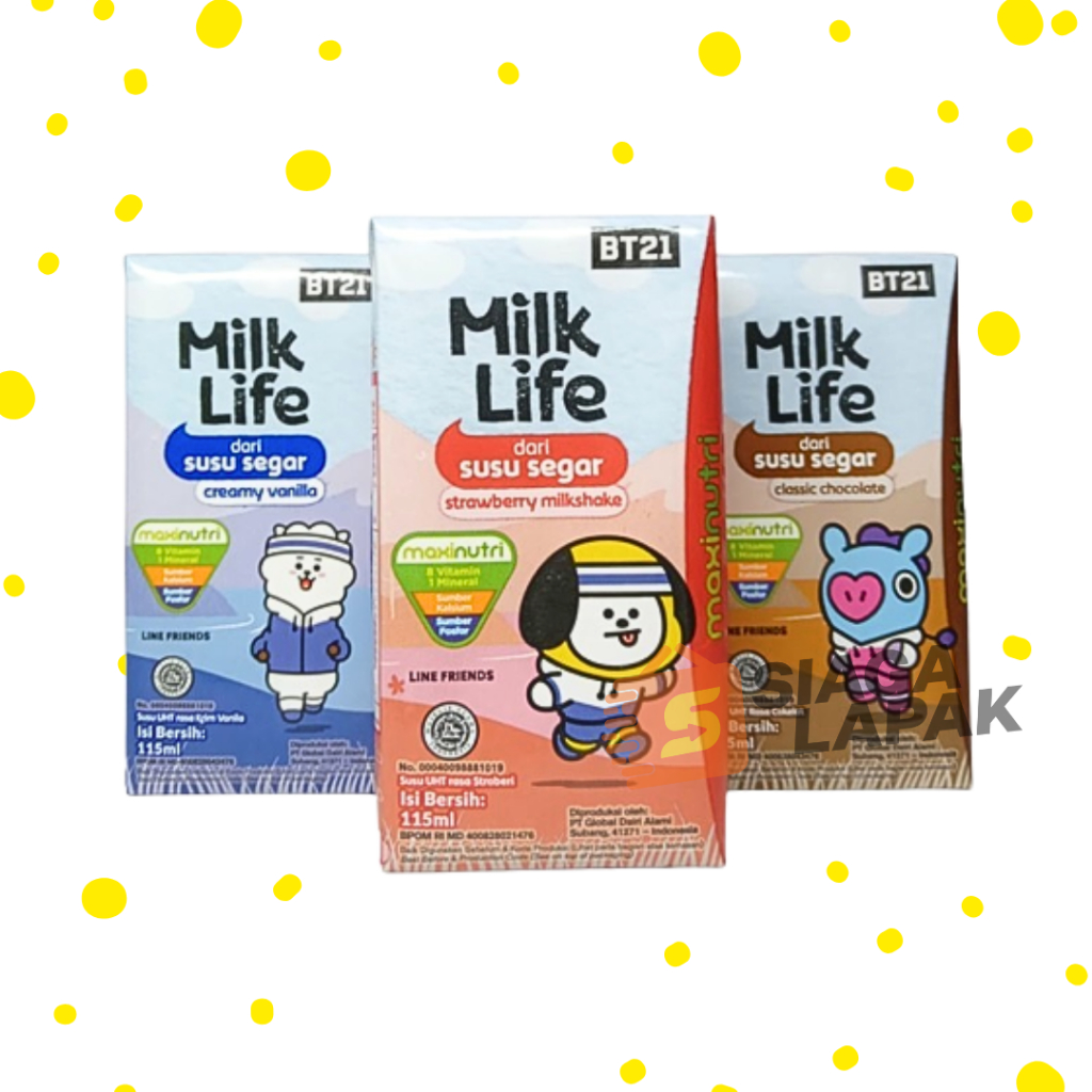 Jual Milk Life Susu UHT Mini 115ml All Varian Coklat Vanila Stroberi ...