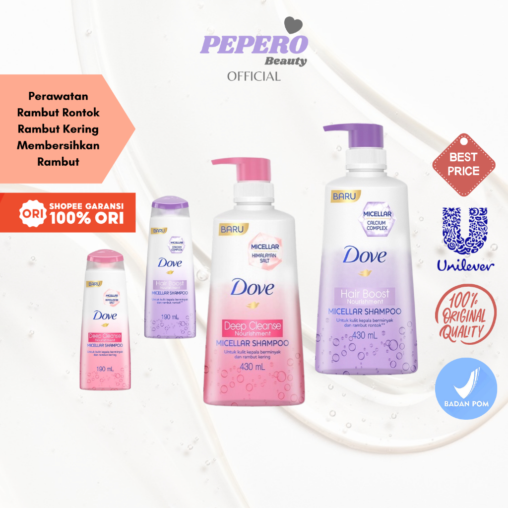 Jual DOVE Micellar Shampoo 190 & 430ml Deep Cleanse Nourishment