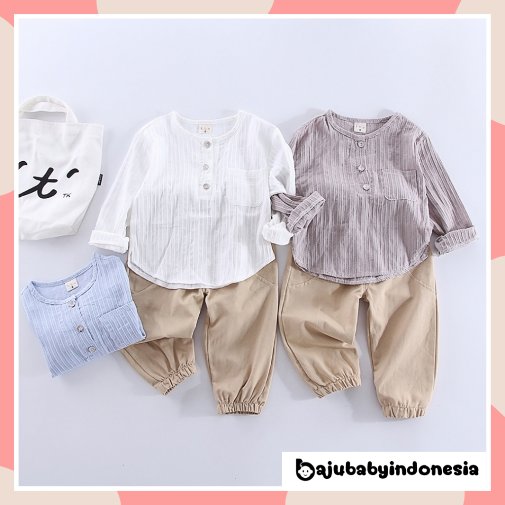 Jual BBI GHAFUR Setelan anak laki laki set atasan kemeja baju bayi