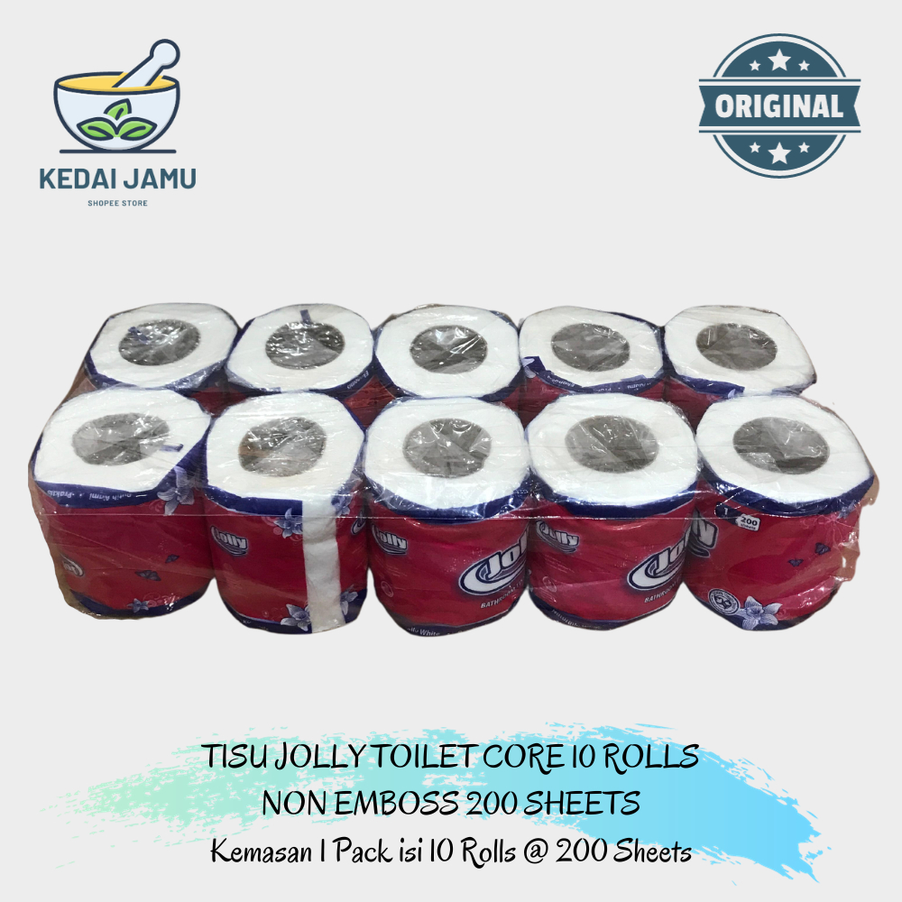 Jual TISU JOLLY TOILET CORE 10 ROLL NON EMBOSS 200 SHEETS | Shopee ...