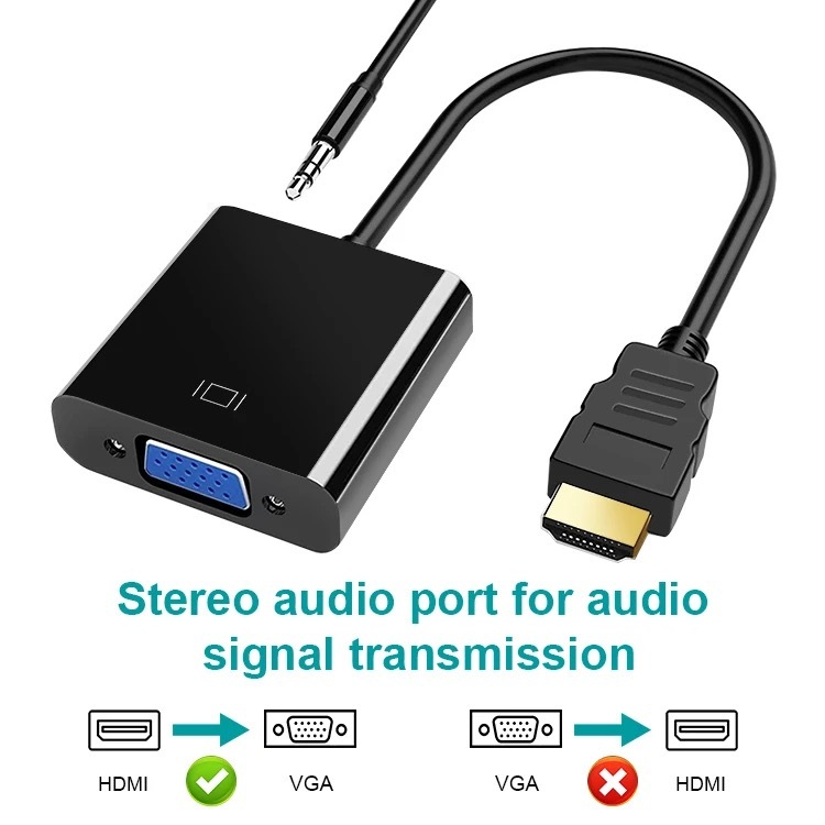 Jual Converter HDMI to VGA Adapter with Audio Port and AUX Cable ...