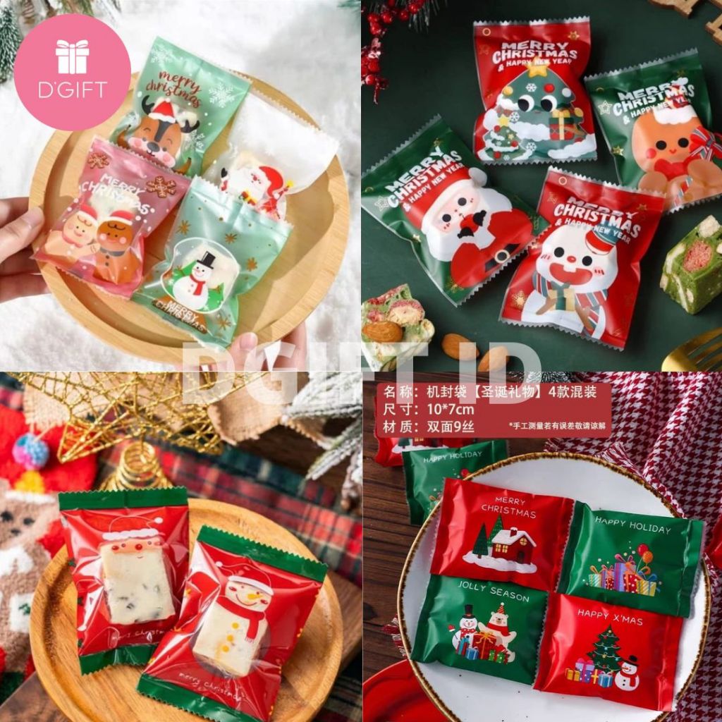 Jual Pc Plastik Cookies Natal Opp Kantong Plastik Christmas Sealer Cookies Bag Plastik Segel