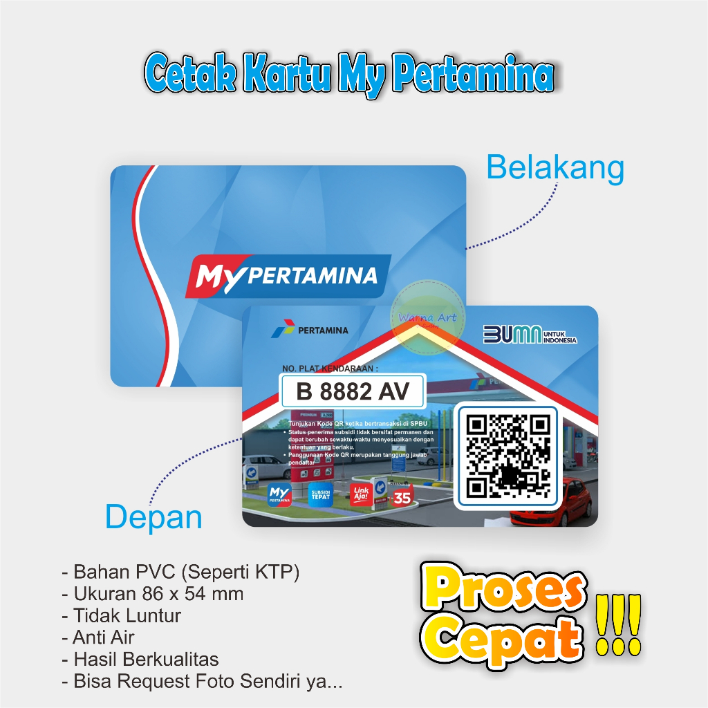Jual Cetak Kartu My Pertamina / ID Card My Pertamina / Barcode