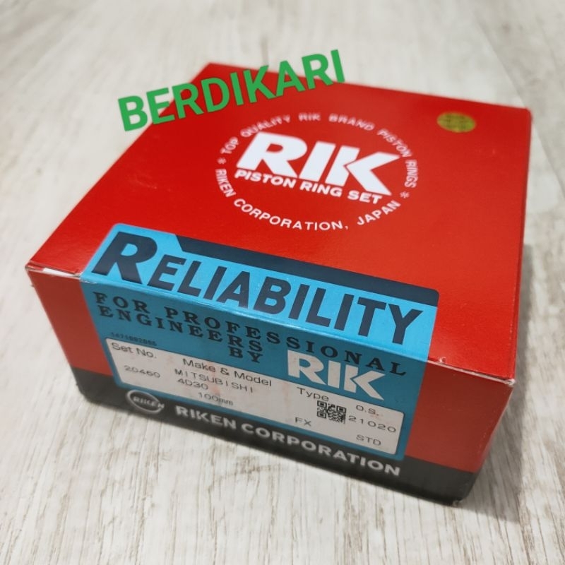 Jual RING SEHER RING PISTON SET RIK RIKEN 4D30 4D31 FE PS100 STD-100 ...