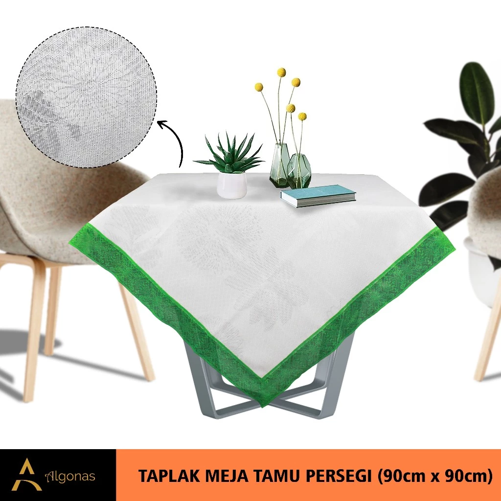 Taplak Meja Tamu Persegi Berenda 90x90