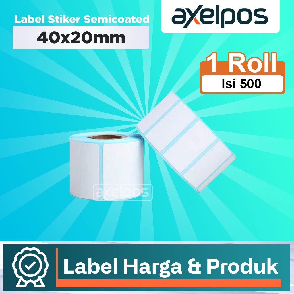 Jual Axelpos Kertas Label Stiker Semicoated 1 Line 40x20mm Isi 500 ...