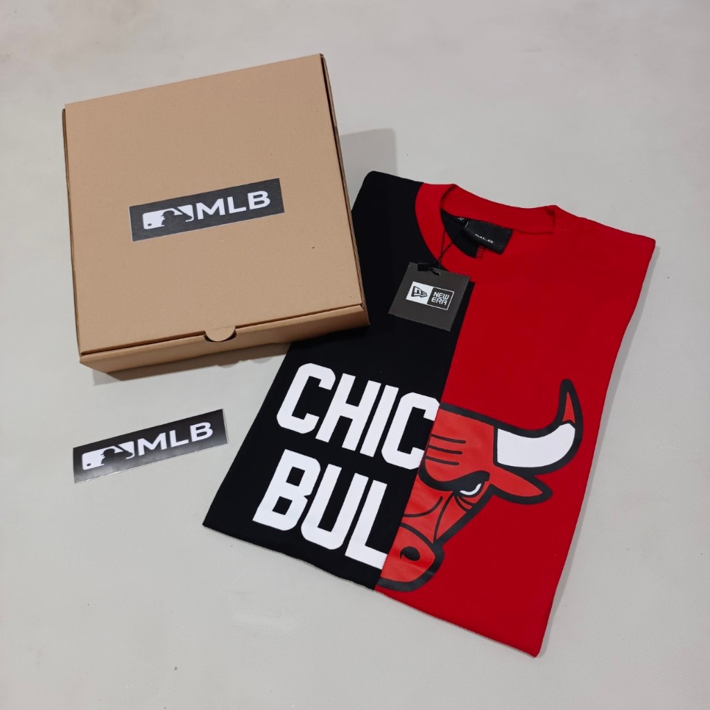 Jual T shirt Baju Kaos Pria New Era Chicago Bulls Black Red Combinasi ...