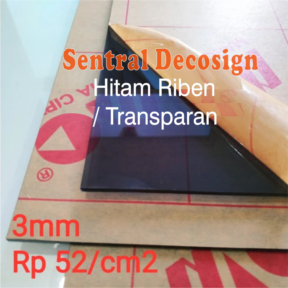 Jual Acrylic Akrilik lembaran hitam transparan / akrilik riben grey 3mm ...