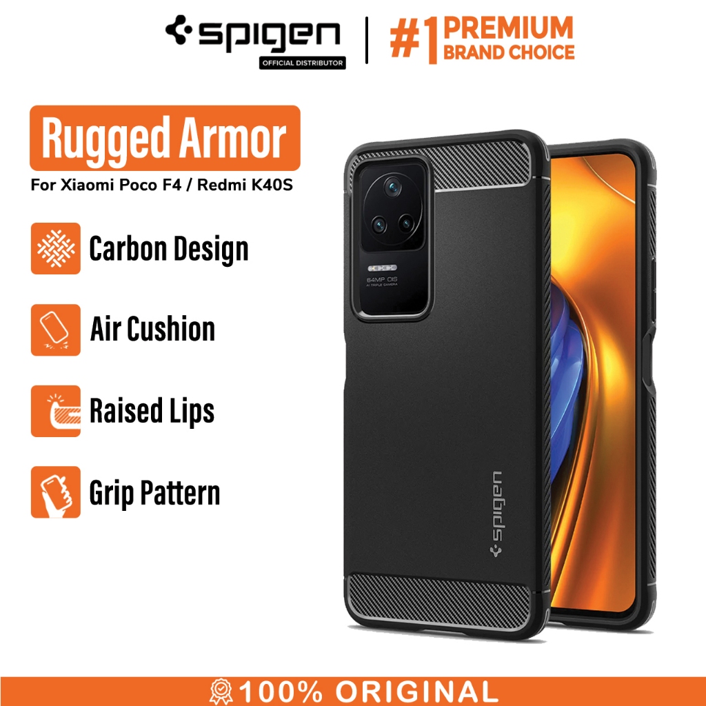Jual Case Poco F4 / Redmi K40S Spigen Rugged Armor Carbon Slim Soft ...