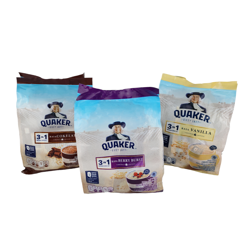 Jual Quaker Oat 3 IN1 - Netto 224 gr( 28gr x 8 bks) | Shopee Indonesia