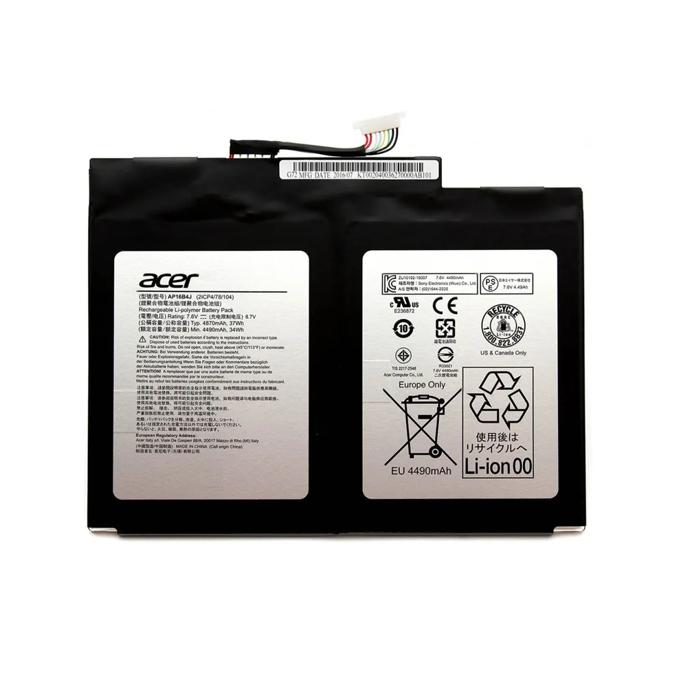 Batteria Per Acer Aspire Switch Alpha 12 SA5-271, Switch 5 SW512-52 - 37Wh, 2-Cell, AP16B4J