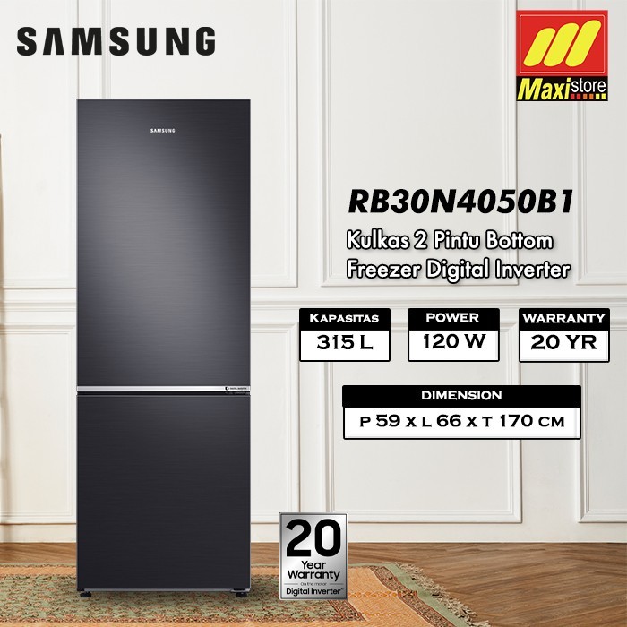Jual Samsung RB30N4050B1 Kulkas 2 Pintu [315 L] Bottom Freezer Inverter ...