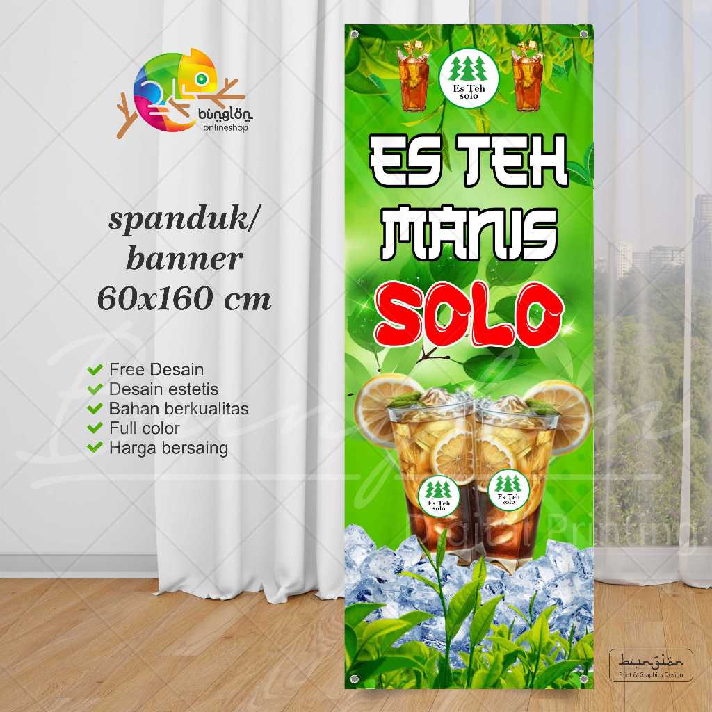 Jual Spanduk Banner Es Teh Manis Solo Model Hijau | Shopee Indonesia