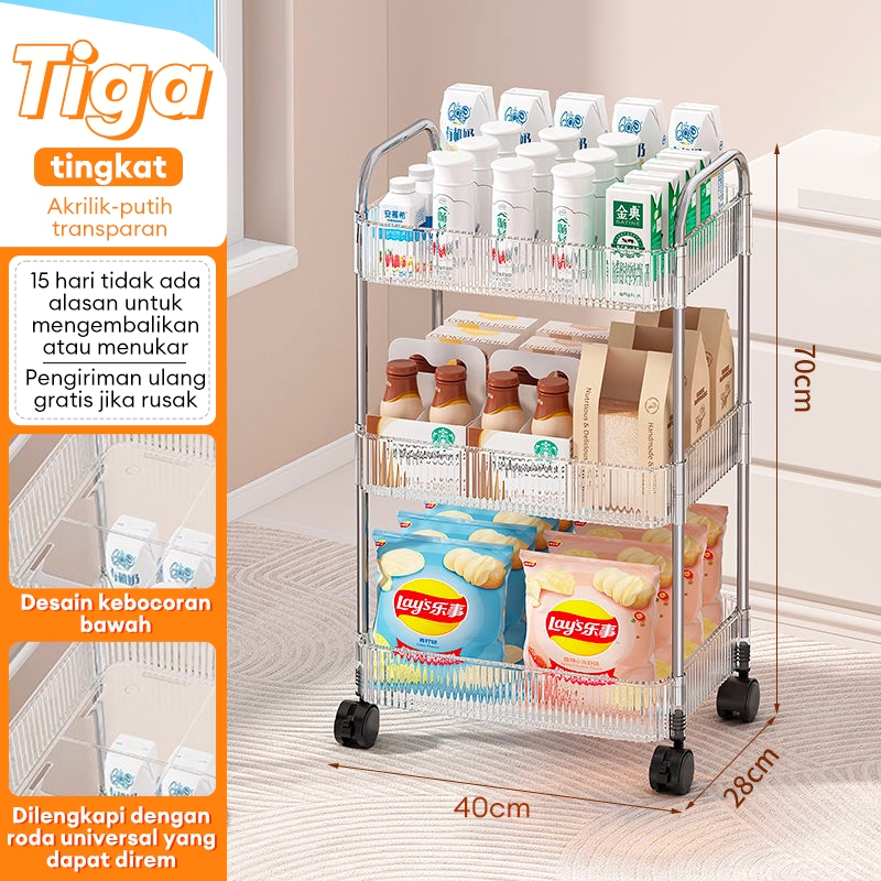 Jual Rak troli Transparan Rak Snack Rak Kamar Tidur Ruang Tamu ...