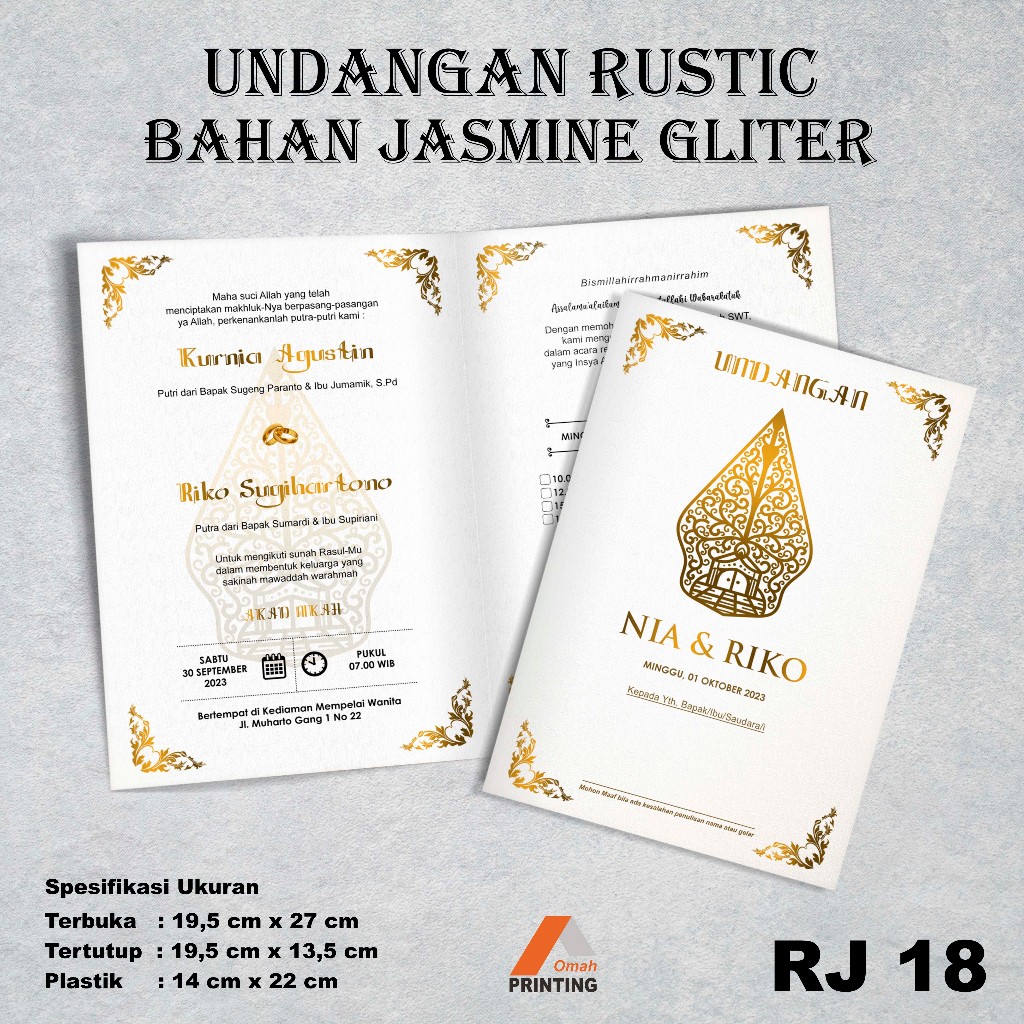 Jual HARGA TERMURAH BAHAN JASMINE 200 GSM CETAK UNDANGAN WAYANG BAHAN