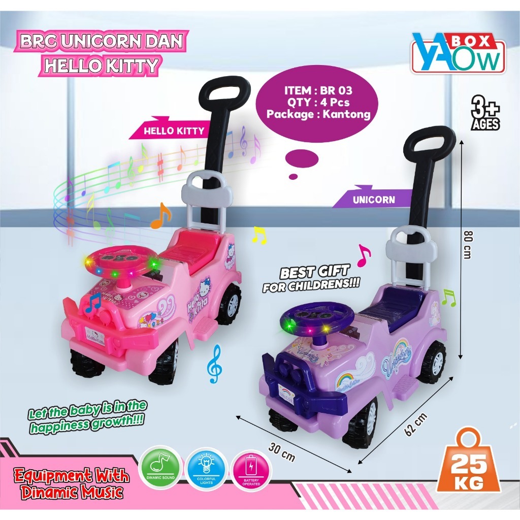 Jual BISA DI NAIKI!! Mobil Dorong Anak BRC Unicorn dan Hello Kitty