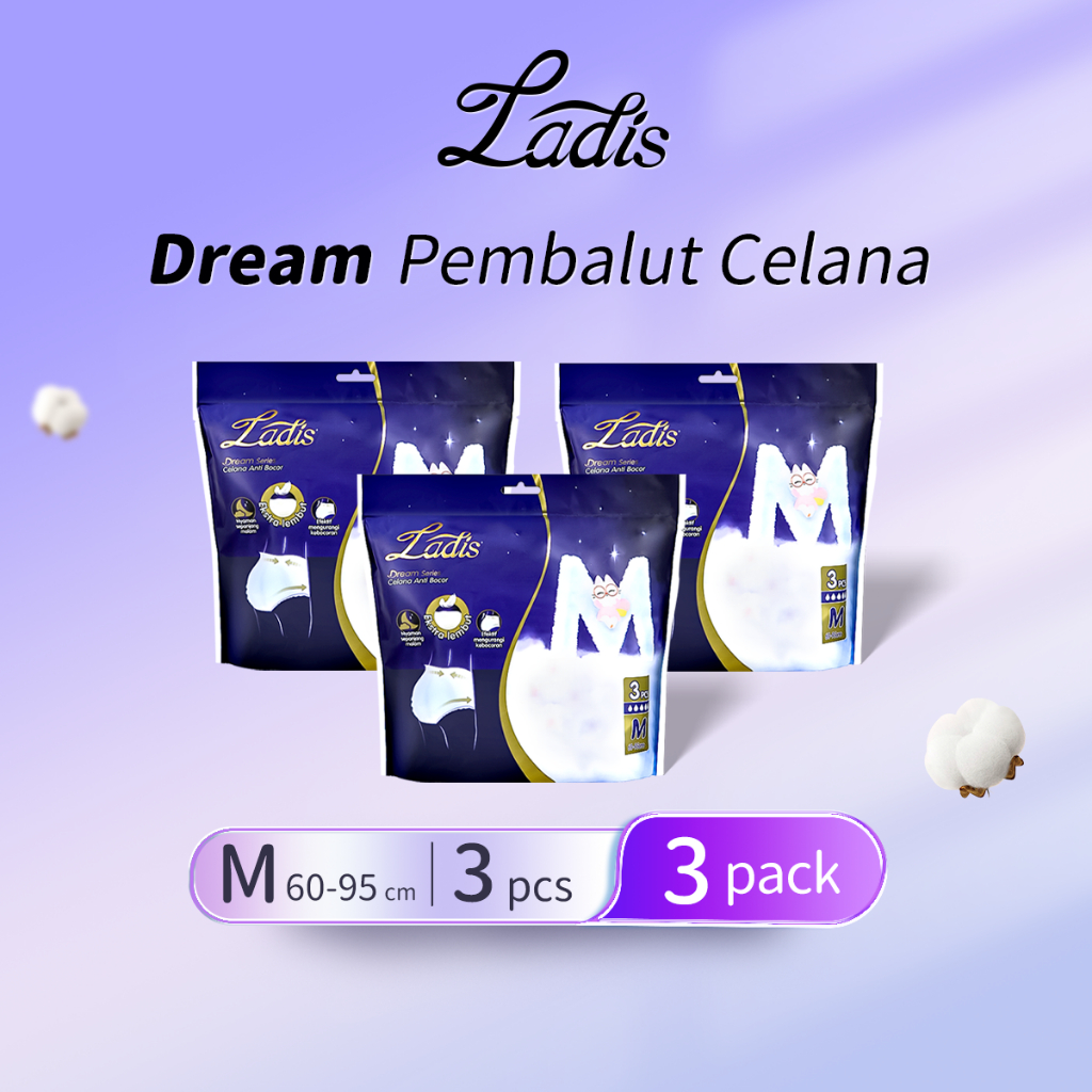 Jual [3 Pack] Ladis Dream Series Pembalut Celana Menstruasi Size M L [isi 3pcs Pack] Celana