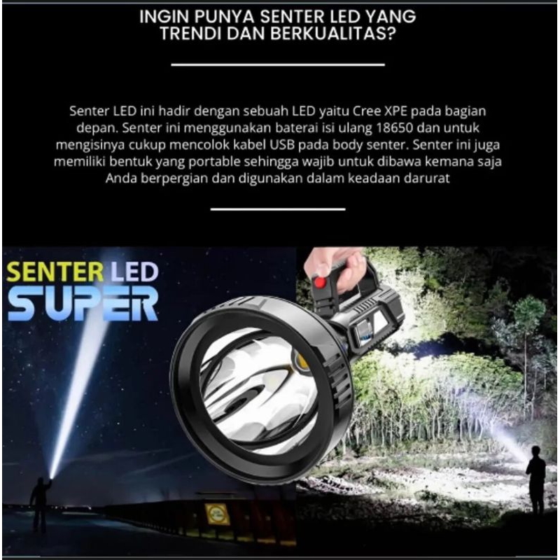 Jual 100% Original 80watt Senter Led Besar Jarak jauh 2Km Super Terang ...