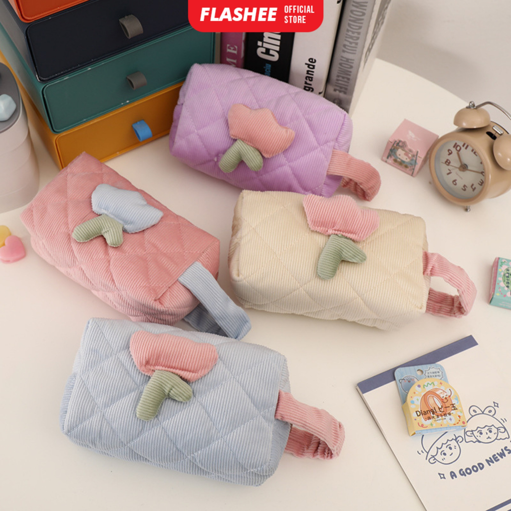 Jual Flashee Tempat Pensil Lucu Tulip Handle Tas Make Up Dompet ...