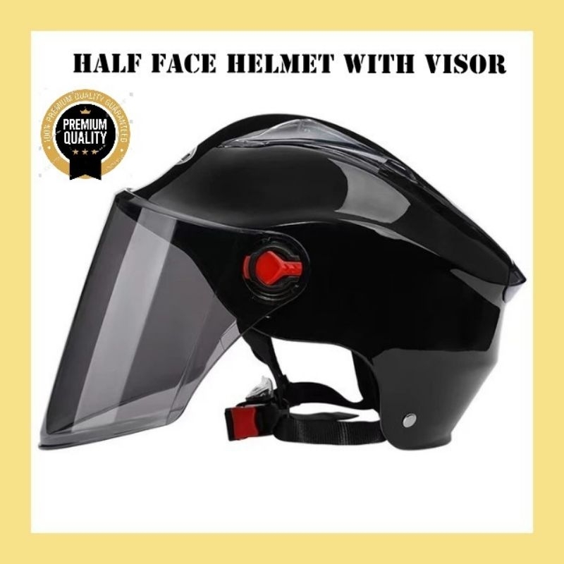 Jual Helm Sepeda Skuter Listrik Half Face Helmet With Visor Shopee