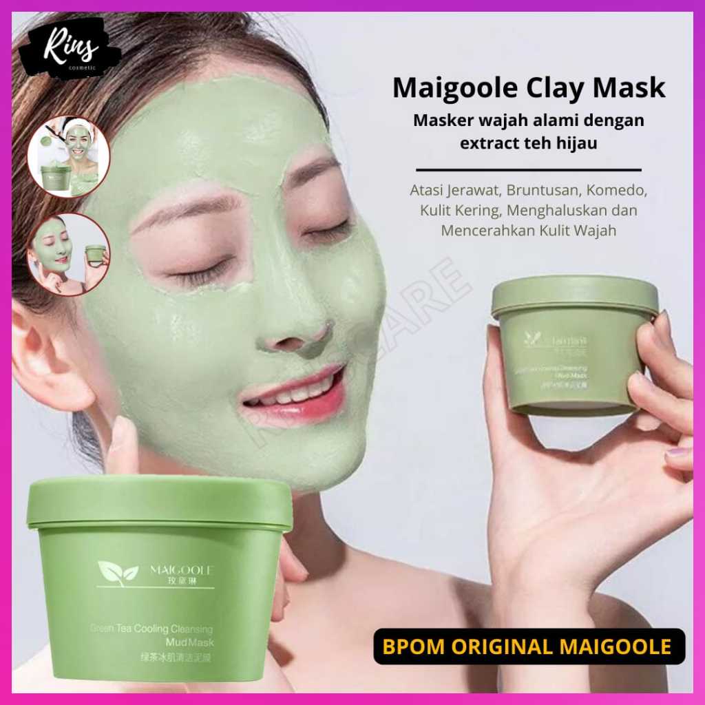 Jual Maigoole Green Tea Clay Mask Masker Wajah BPOM Cooling Cleansing Mud Mask 100gr Shopee
