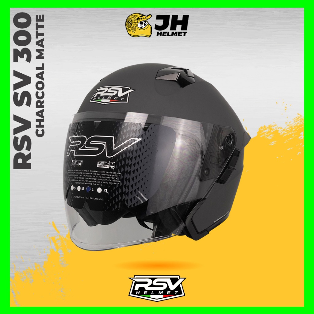 Jual Helm RSV SV300 Solid Charcoal Matte | Helm Half Face | Double ...