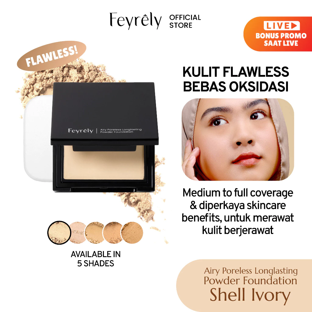 FEYRELY Airy Poreless Longlasting Powder Foundation - Shell Ivory