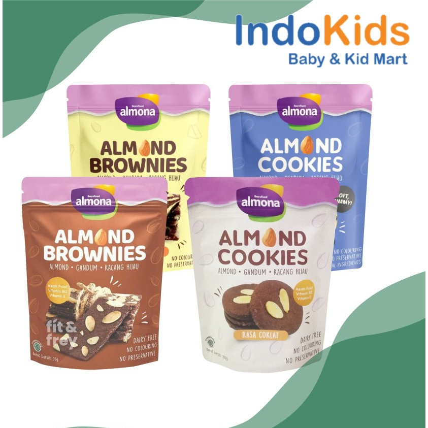 Jual BAREFOOD ALMONA Almond Cookies Original Cookies & Cream 90gr ...