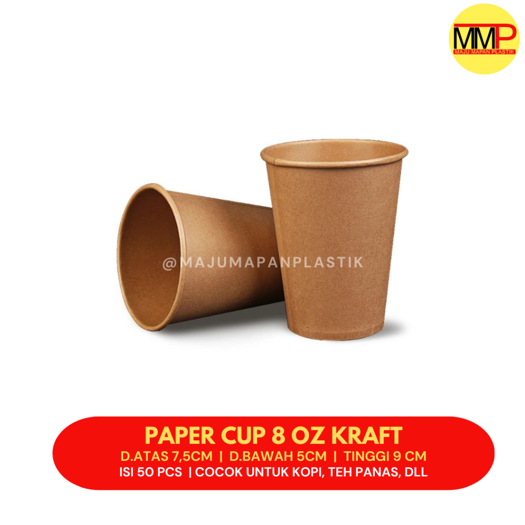Jual [50 pcs] Hot Paper Cup 8oz / Gelas Kertas Tahan Panas / Gelas Kopi ...