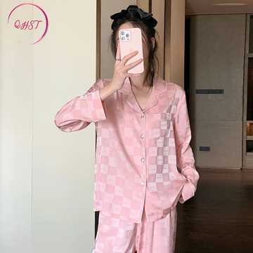 QHST Piyama Satin Baju Tidur Wanita Setelan Import Piyama Wanita Baju Tidur Cewek