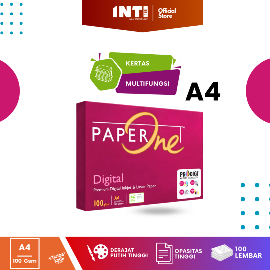 Jual PaperOne Kertas A4 HVS Digital 100g 1pack=100 SHEETS | Shopee ...