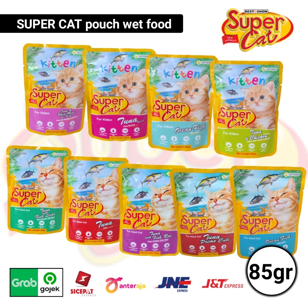 Jual SuperCat Pouch 85gr Adult & Kitten ALL VARIANT wet food super cat