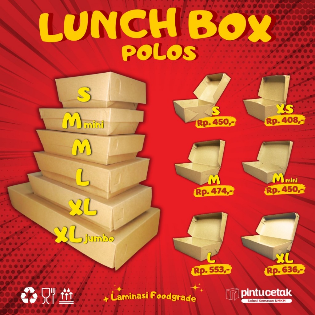 Jual LUNCH BOX POLOS MIN ORDER KELIPATAN 50 PCS, TERMURAH Lunch Box