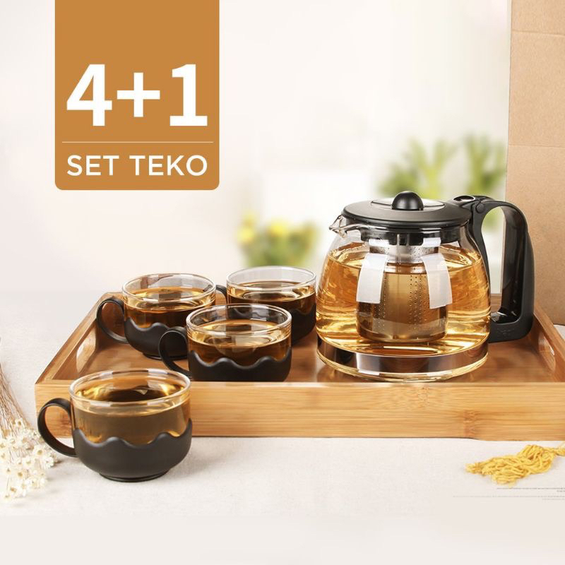 Jual Teapot Tea Pot Teko Teh Set 5in1 Kaca Shopee Indonesia 3225