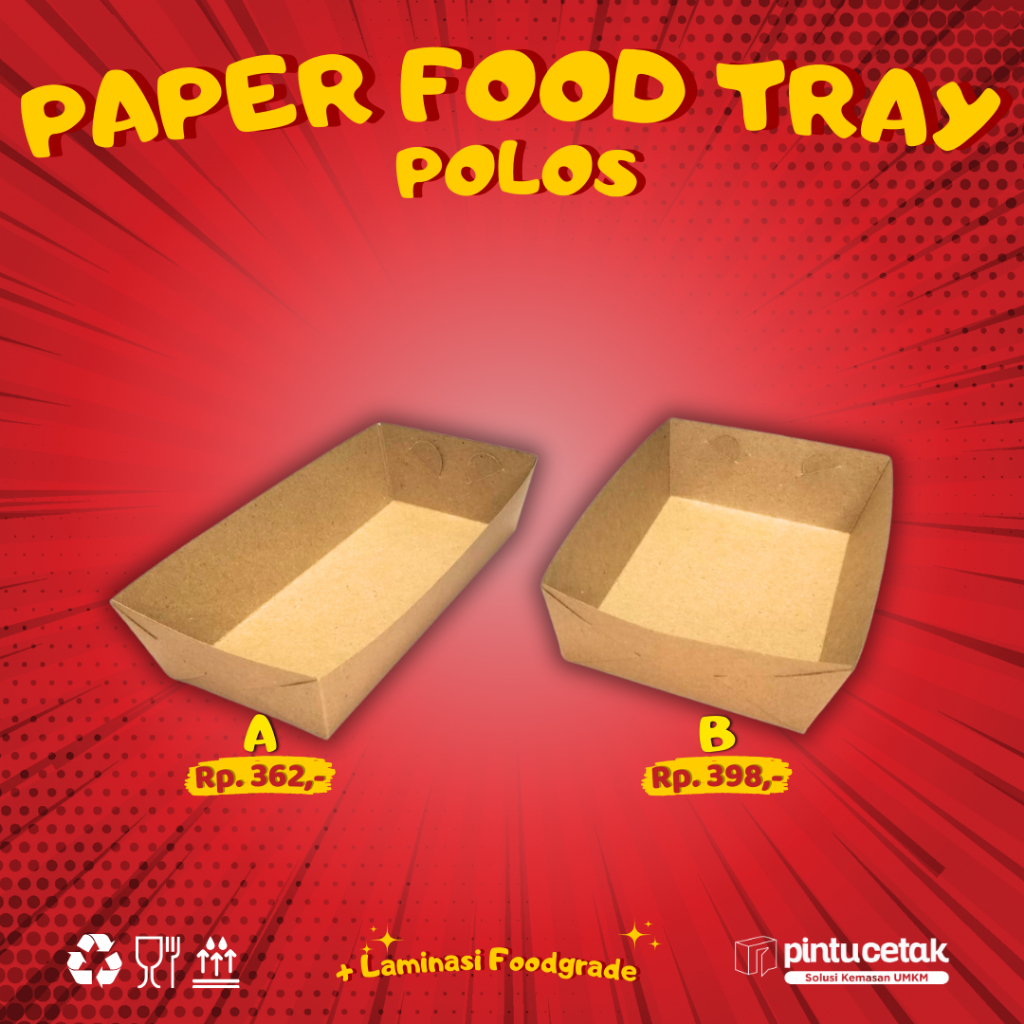 Jual PAPER FOOD TRAY POLOS MIN ORDER 50 PCS, TERMURAH Lunch Box Paper