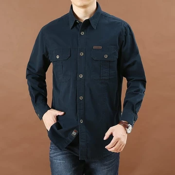 Komara Store Kemeja Polos Lengan Panjang Pria Bahan Baby Canvas Reguler Fit Casual Formal Katun