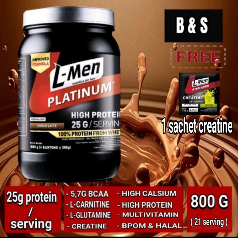 Jual whey protein isolate dan concentrate Lmen platinum 25gram protein