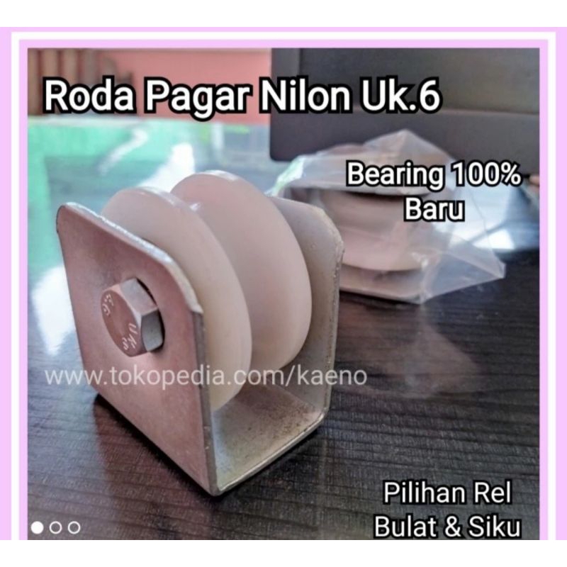 Jual roda nilon ukuran 6 cm pintu pagar besi bearing leher baru-rel ...