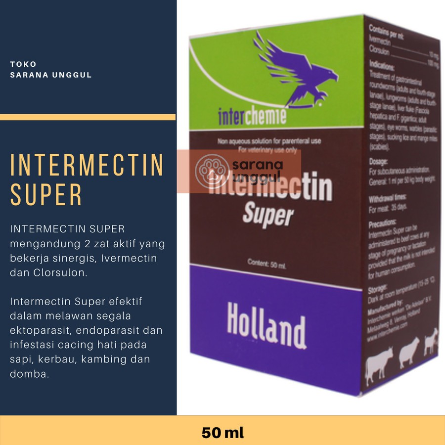 Jual INTERMECTIN SUPER 50 ml Obat Scabies Obat Cacing Hati, Obat Cacing ...