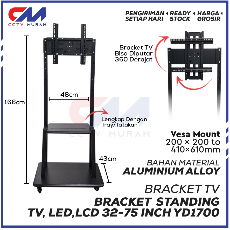 Jual Bracket Tv Lcd Led Standing Panel Rotasi Inch Yd