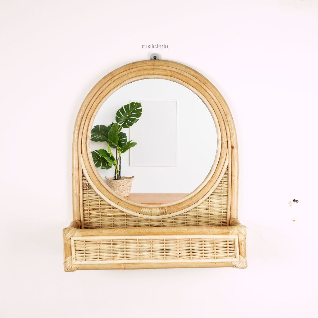 Jual Cermin Gantung Rotan / hiasan dinding rotan aesthetic murah ...