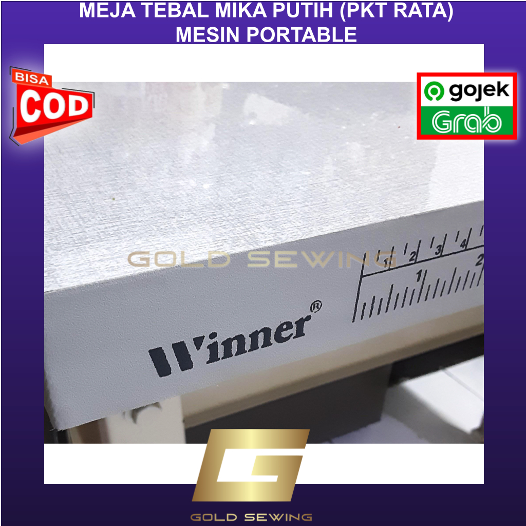 Jual Meja TEBAL MIKA PUTIH PKT Rata Mesin Jahit Portable Meteran - GOLD ...