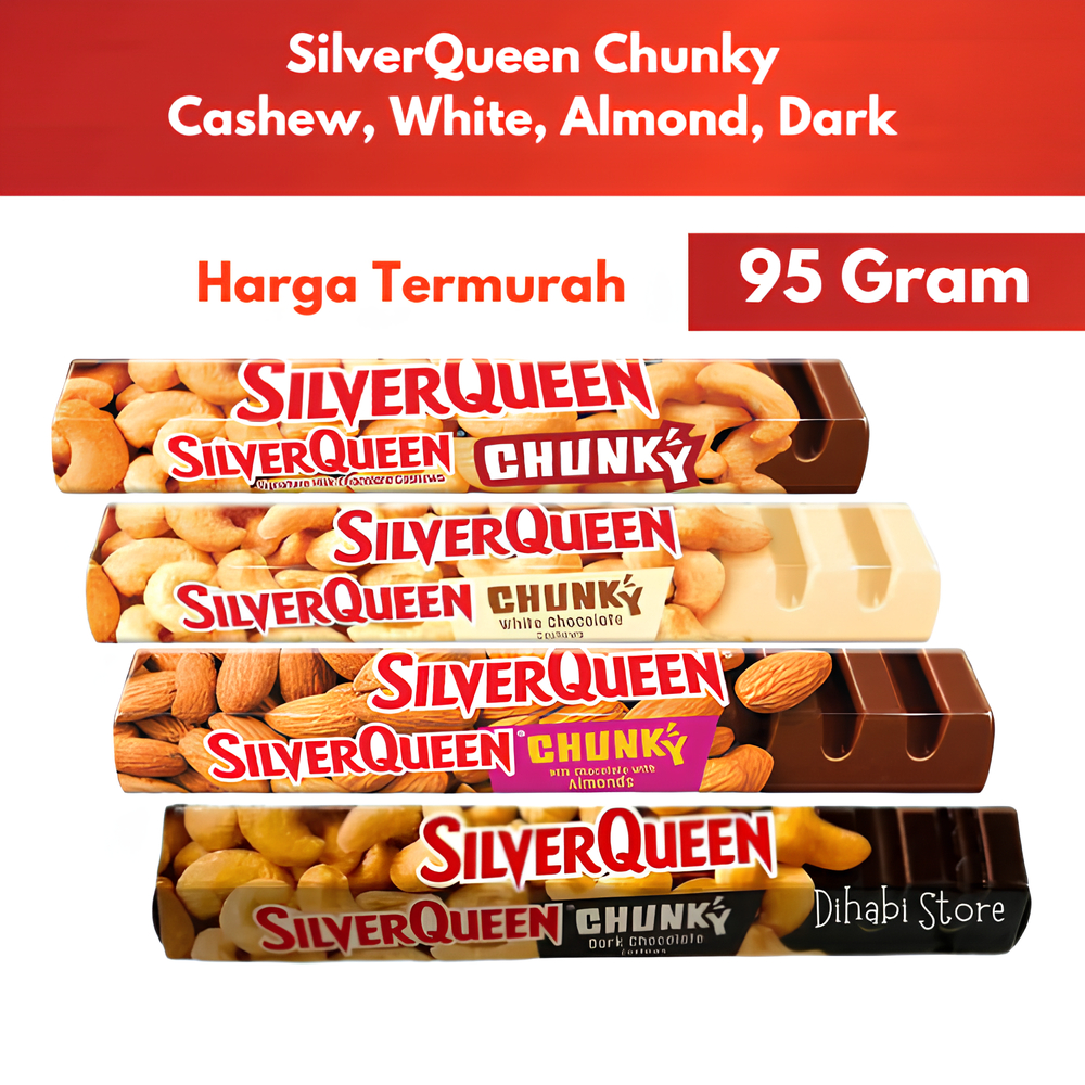 Jual SilverQueen Chunky Bar Besar Ukuran 95 Gram Varian Cashew , White
